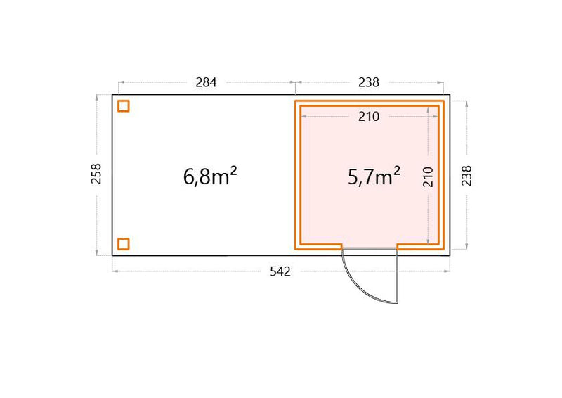 Dimensions for Eleganto 2424 Open Lounge. 
