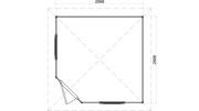Dimensions for the Hawes 3m x 3m. 