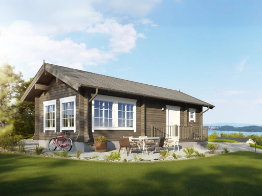 Albrigsten residential log cabin, viewed from the front