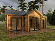 Aveli residential log cabin, viewed from the front