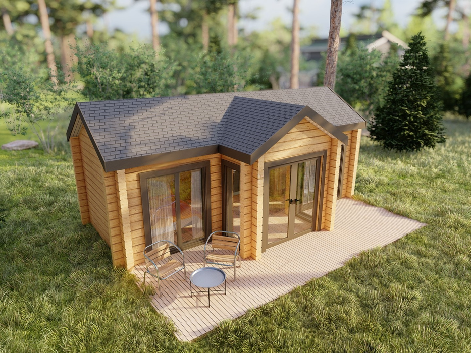 Aveli residential log cabin, viewed from the left