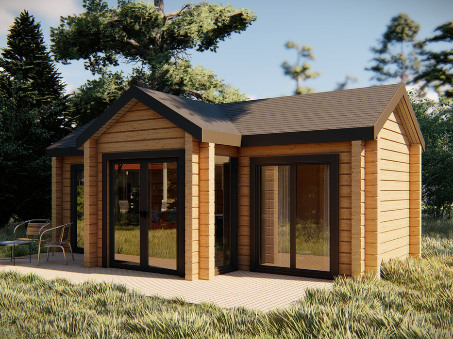 Aveli residential log cabin, viewed from the right