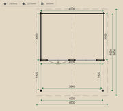 Dimensions of the BN01 Log Cabin.