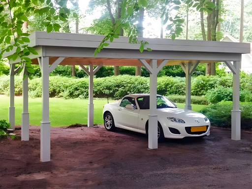 C1 Carport painted in white and viewed from the front