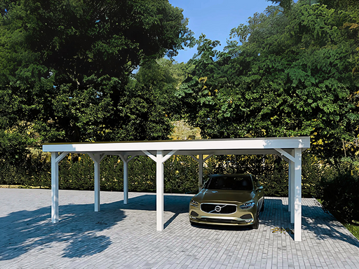CP5 Carport painted in white and viewed from the front