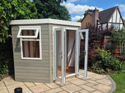 Composite Corner Summerhouse in Light Grey Finish, Side View