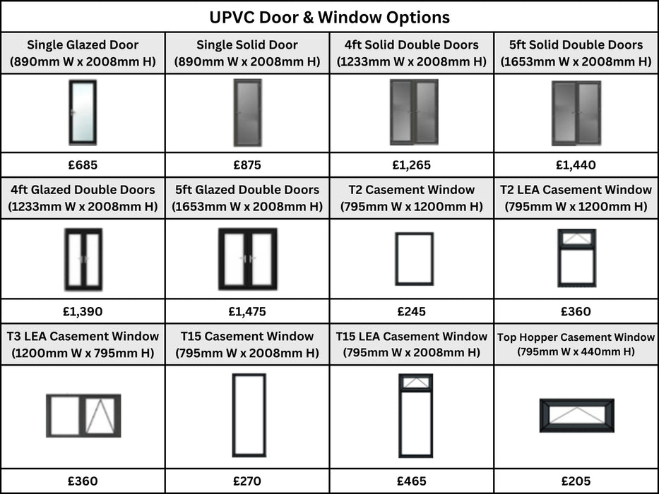 Composite Corner Summerhouse Windows and Doors Price List