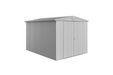 Europa steel shed in metallic silver