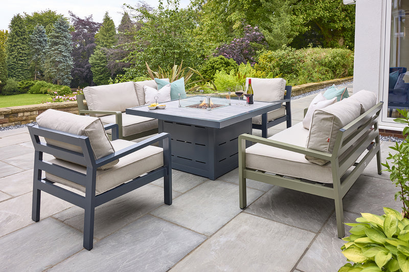 Tutbury Firepit Table with Sofas and Chairs