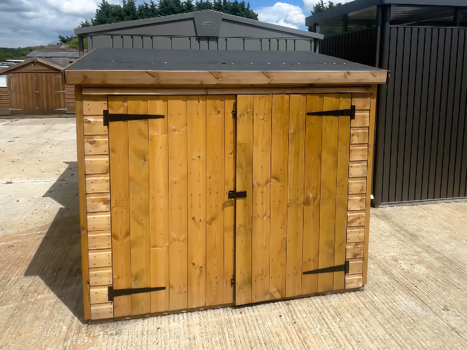 "The Garden Store" timber garden tool storage shed with double doors, viewed from the front