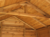Close up of interior roof on the heavy duty apex shed, showing extra height. 