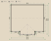 Dimensions for the LP93t Log Cabin. 