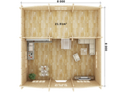 Lars two-storey residential log cabin upper floor floorplan with measurements