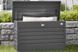 LeisureTime steel outdoor storage box in metallic dark grey finish