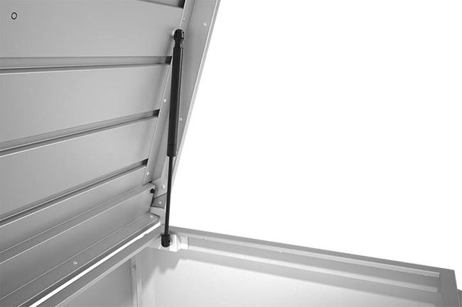 LoungeBox steel outdoor storage box gas spring opening mechanism