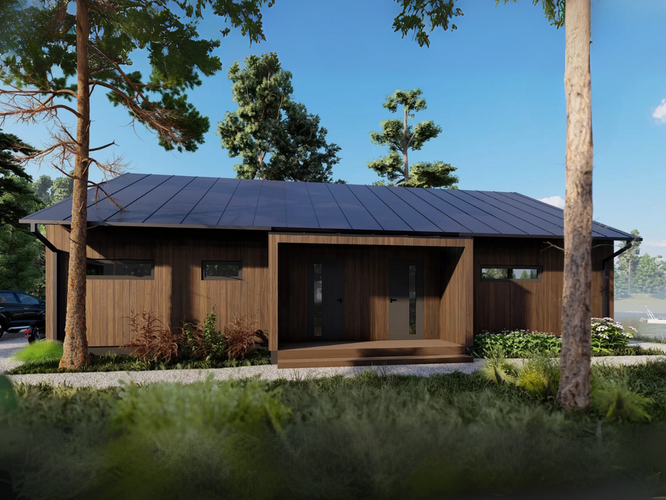 Maria residential log cabin, viewed from the left hand side of the building