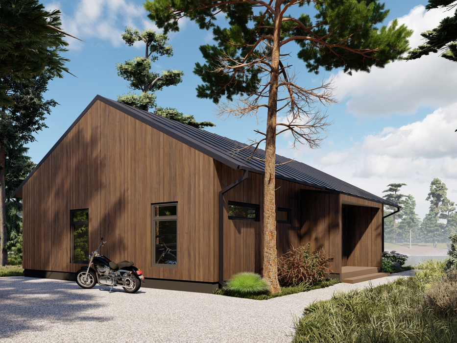 Maria residential log cabin, viewed from the back of the building