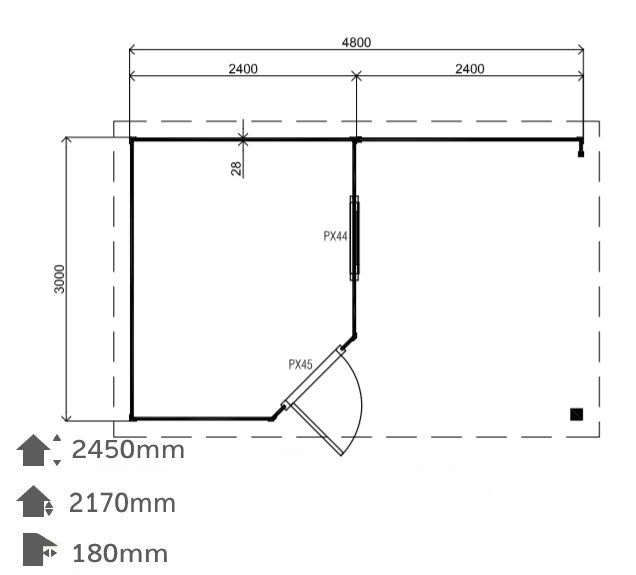 Dimensions for the P5L Summerhouse.