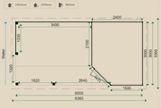 Dimensions for the PL16 Summerhouse. 