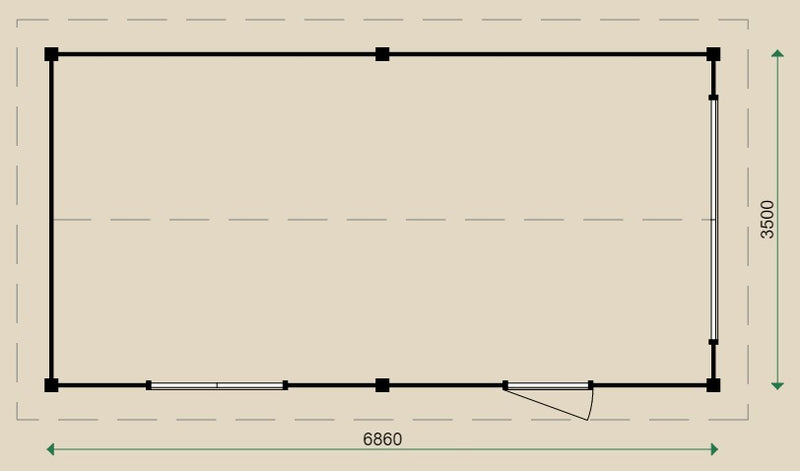 Dimensions for the PS25 Garage. 