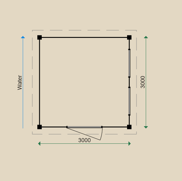 Dimensions for the PS84 Summerhouse.