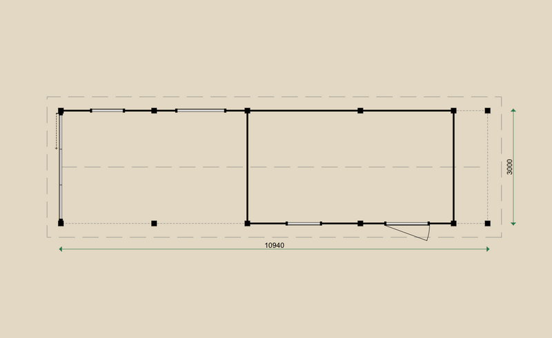Dimensions for the PS90 Summerhouse.