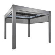 Steel pergola with white LED interior lighting