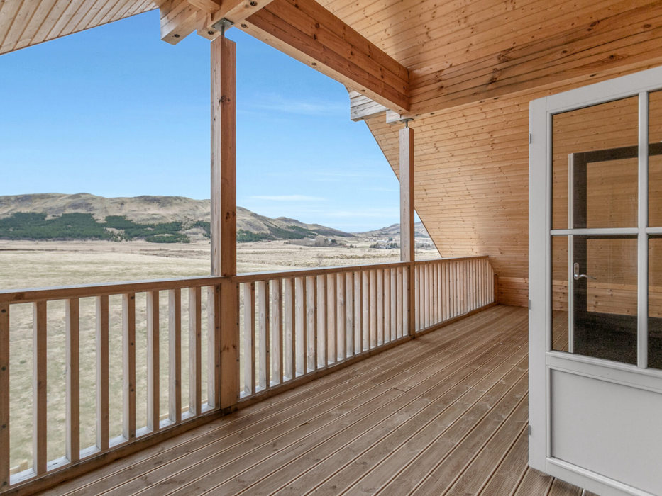 View from the upper balcony area of the Priit residential log cabin