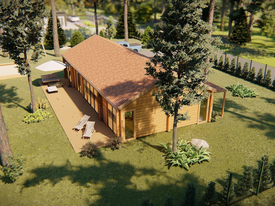 Richard residential log cabin, viewed from the above