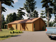Richard residential log cabin, viewed from the front right