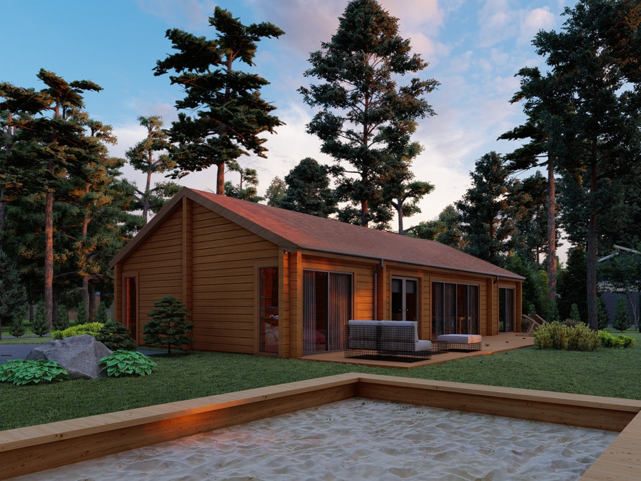 Richard residential log cabin, viewed from the left