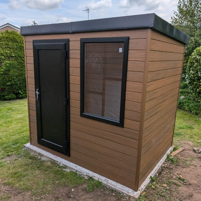 Composite Ryton Shed in Teak Finish