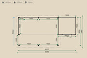 Dimensions for the SP46B Summerhouse.