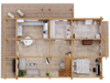 Sally two-storey residential log cabin ground floor floorplan