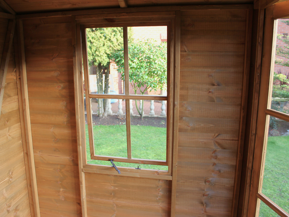 Interior close up of the side opening window on the right side. 