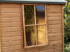 Close up of the side opening window on the exterior on the right side.