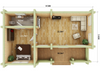 York Round Log residential log cabin floorplan with measurements