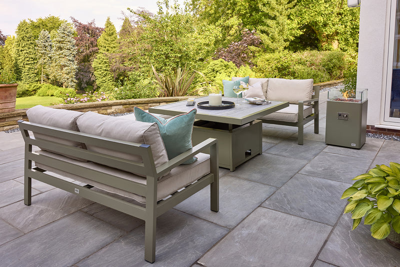 Tutbury Dual-Height Table with two Sofas