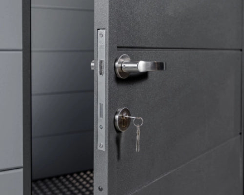 Close up of lock on door. 