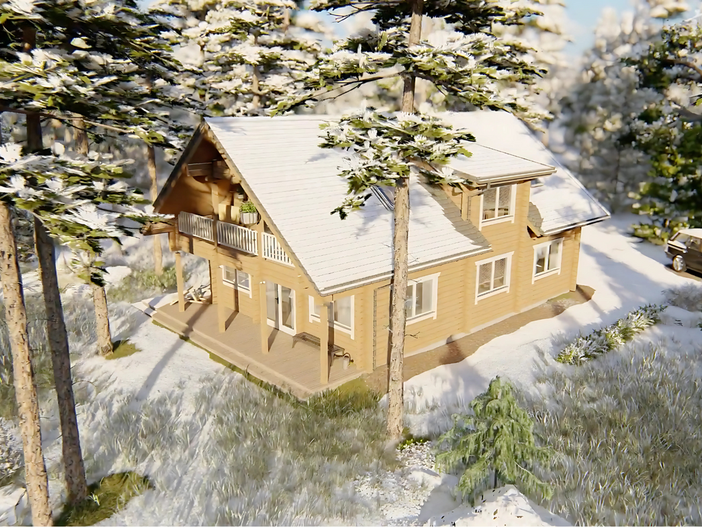 Sally two-storey residential log cabin video fly around