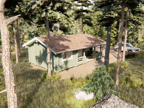 York Round Log residential log cabin video fly around
