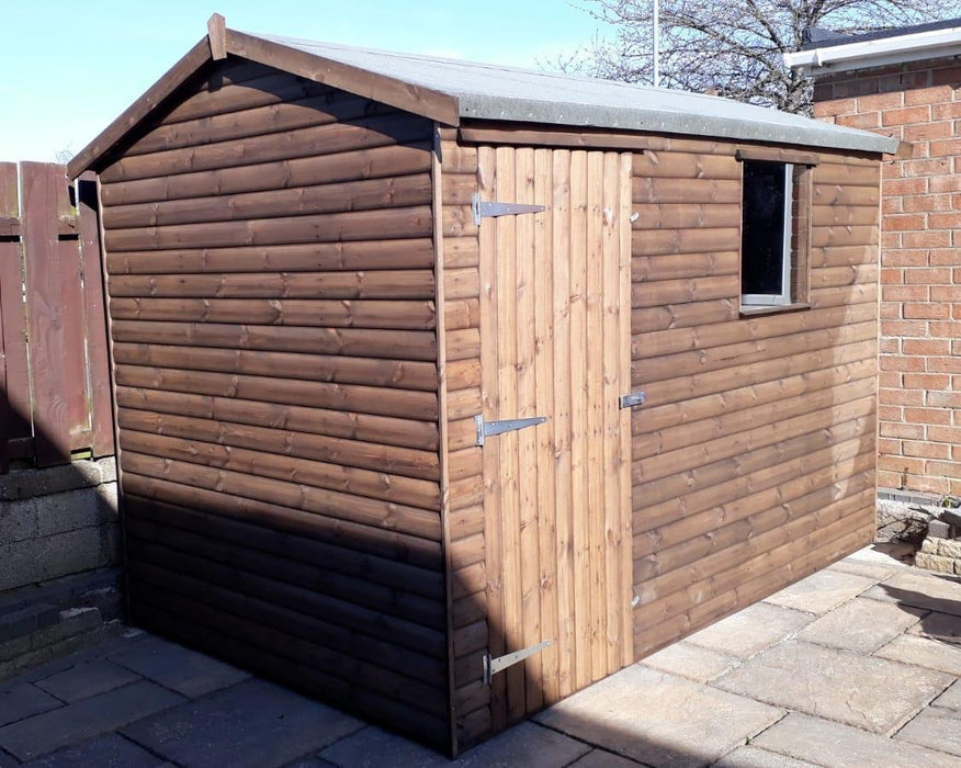 Standard Apex Shed on a patio