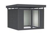 CasaNova steel garden building in metallic dark grey finish