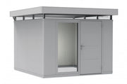 CasaNova steel garden building in metallic quartz grey finish