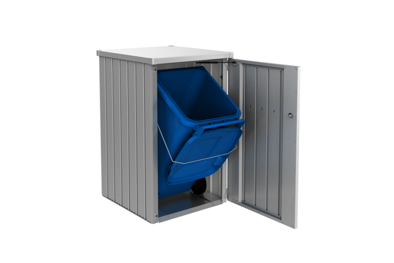 Steel Dustbin Box housing a standard blue bin