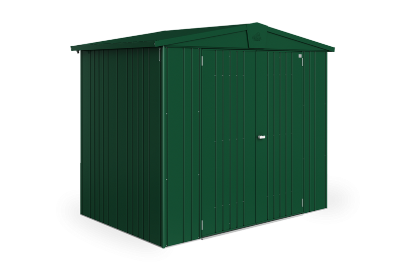 Europa steel shed in dark green finish