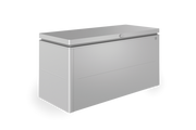 LoungeBox steel outdoor storage box in metallic silver finish