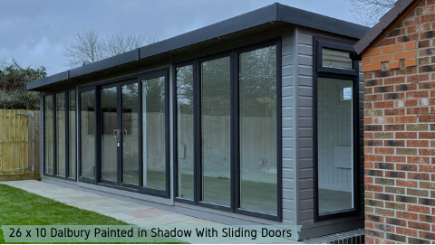 Dalbury summerhouse painted in shadow grey